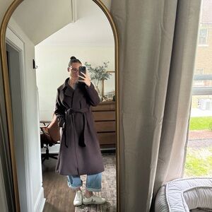 Chocolate brown long coat with ties